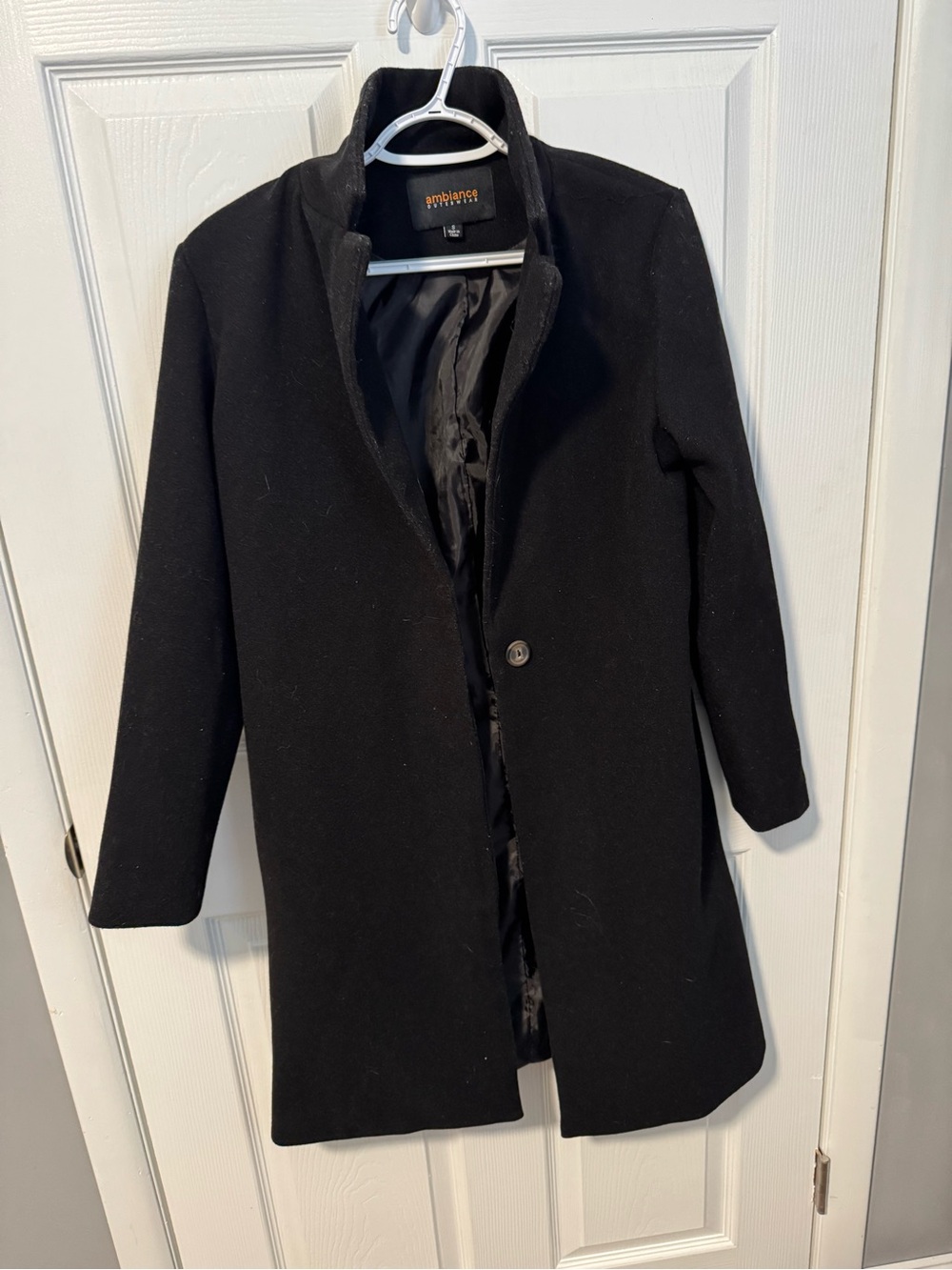 Ambiance Black Single-Button Trench Coat